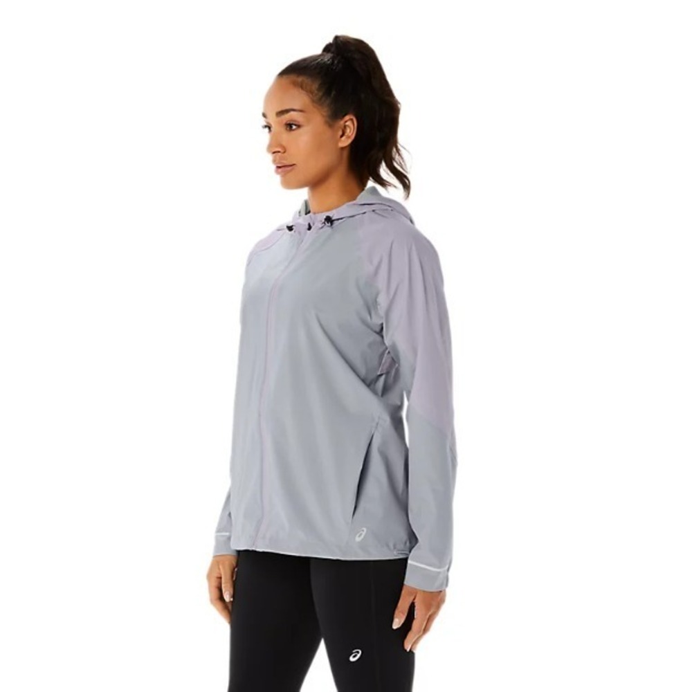 ASICS® (Women's LARGE) Waterproof Jacket in Piedmont Grey/Dusk Violet - $110 - Picture 3 of 10